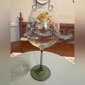 Lenox Floral Wine Glass with Green Stem